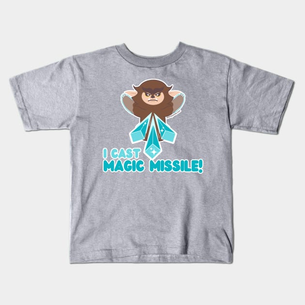 Bugsy the Bugbear Casts Magic Missile (D4 Dice) Kids T-Shirt by whimsyworks